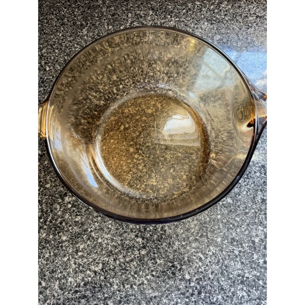 Vintage Corning Vision Ware Amber 2.5L Glass Saucepan Pot USA. No Lid